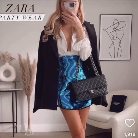 NWT Zara Sequin Mini Skirt, XS - Picture 2 of 11